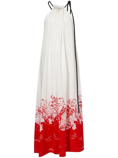 Proenza Schouler Gathered Printed Crepe Halterneck Maxi Dress In Off White Multi