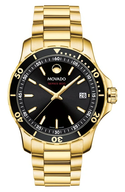 Movado Series 800 Bracelet Watch, 40mm In Black,gold Tone,yellow