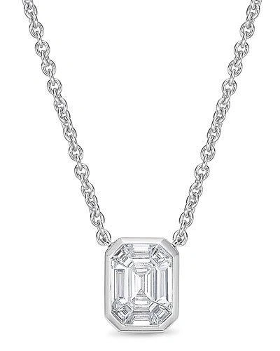Memoire Emerald-shaped Diamond Baguette Pendant Necklace