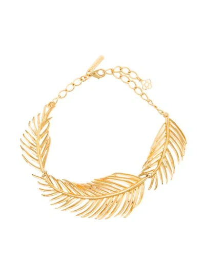 Oscar De La Renta Palm Leaf Collar Necklace In Gold