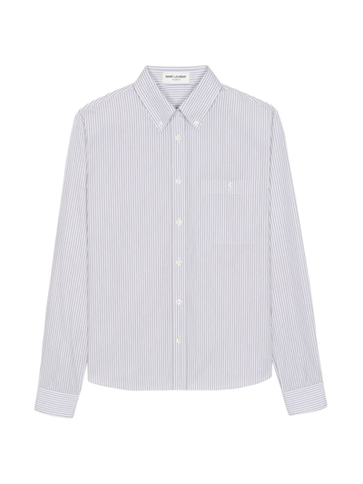 Saint Laurent Striped Cotton Shirt In White