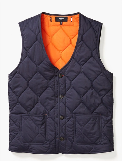 Kate Spade Jack Spade Quilted 3-in-1 Button Out Vest In Navy/ Orange