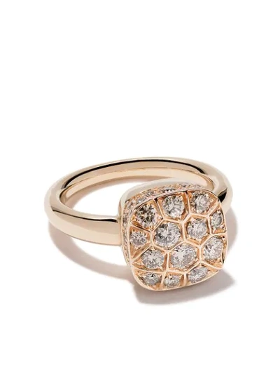 Pomellato Nudo Ring With Brown Diamonds In 18k Rose & White Gold In Rose Gold