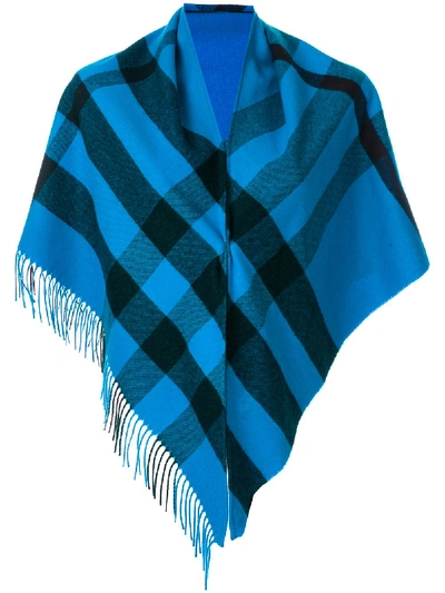 Burberry Cashmere Check Bandana In Blue