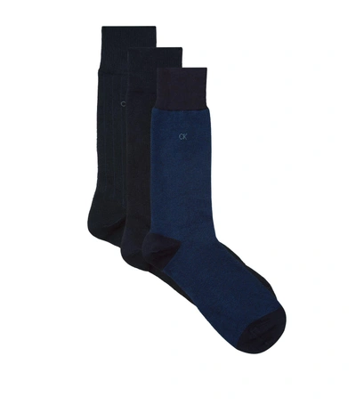 Calvin Klein Assorted Cotton Socks (pack Of 3) In Navy