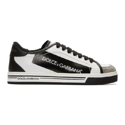 Dolce & Gabbana Logo Tape Coated Canvas Sneakers In White
