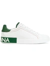 Dolce & Gabbana Men's Portofino Two-tone Leather Sneakers In White/green