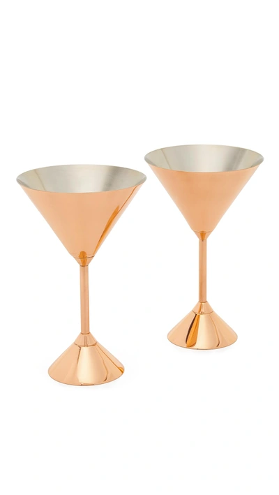 Tom Dixon Plum Martini Glasses Set In Copper