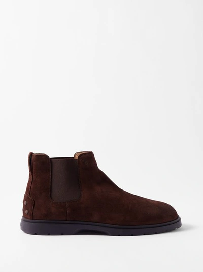 Tod's Suede Ankle Boots In Dark