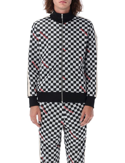 Palm Angels Damier Printed Zipped Track Jacket In White