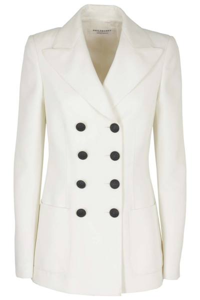 Philosophy Di Lorenzo Serafini Fitted Double-breasted Blazer In White