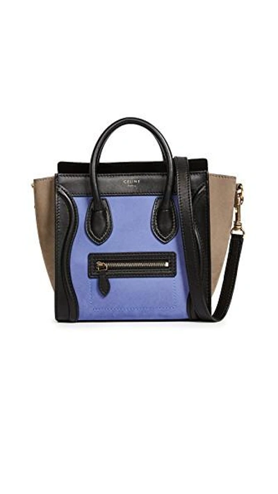 Celine Ponyhair Nano Luggage (previously Owned) In Black/blue