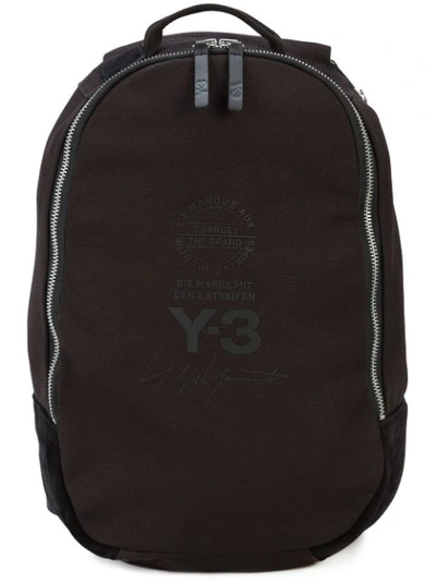 Y-3 Logo Print Backpack - Black