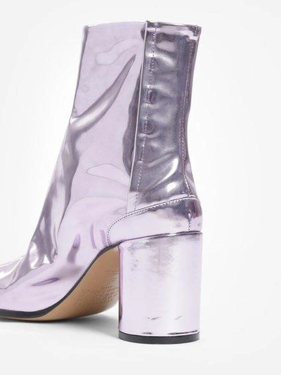 Maison Margiela Leather Tabi Boots In Pink,metallics