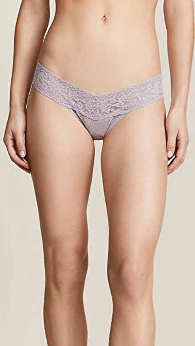 Hanky Panky Signature Lace Low Rise Thong In Steel