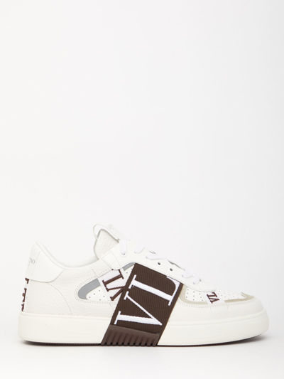 VALENTINO 25S GARAVANI VL7N SNEAKERS IN WHITE MIX LIGHT ORANGE LAMBSKIN