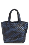 Mz Wallace Oxford Metro Camo Print Large Tote In Dark Blue Camo