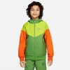 Nike Sportswear Windrunner Big Kids' Jacket In Chlorophyll/atomic Green/rush Orange/chlorophyll