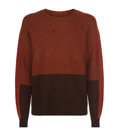 Folk Wool-cotton Panel Sweater In Orange