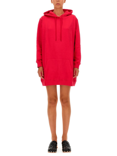 Msgm Hooded Sweater Dress In Fuchsia