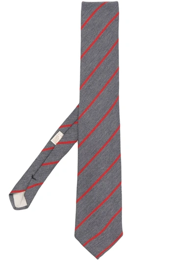 Pre-owned Versace 1970s Knitted Diagonal-stripe Tie In Grey