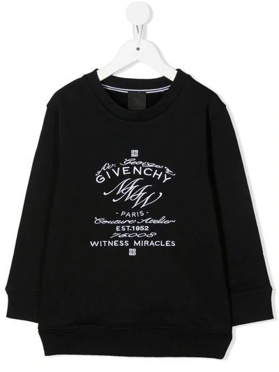 Givenchy Logo-embroidered Long-sleeve Sweatshirt In Black