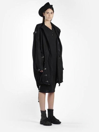 Yohji Yamamoto Women's Black Buttoned Parka Coat