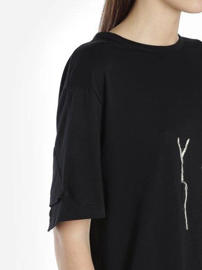 Yohji Yamamoto Women's Black Logo Embroidery T-shirt