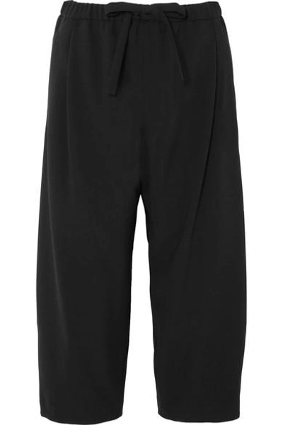Michael Kors Cropped Wool Wide-leg Pants In Black