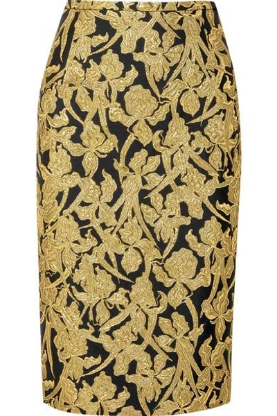 Michael Kors Metallic Jacquard Skirt In Gold
