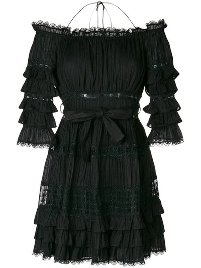 Zimmermann Corsair Off-the-shoulder Ruffled Cotton Dress In Black