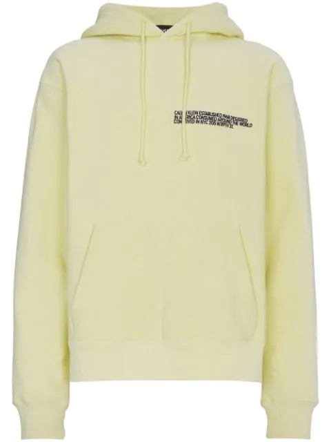 Calvin Klein 205w39nyc Text Embroidered Cotton Hoodie In Yellow | ModeSens
