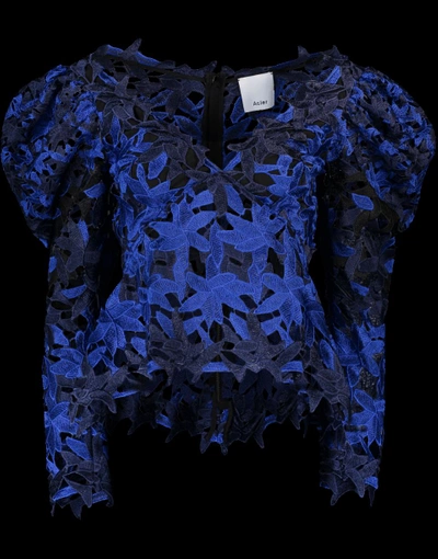 Acler Davis Lace Top In Marine