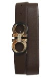 Ferragamo Adjustable & Reversible Gancini Buckle Belt In Black