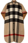 Burberry Reversible Checked Wool-blend Cape In Camel
