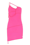 Balenciaga Asymmetric Recycled-polyamide-blend Mini Dress In Pink