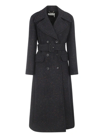 Chloé Notched-collar Belted Single-breasted Coat In Blue