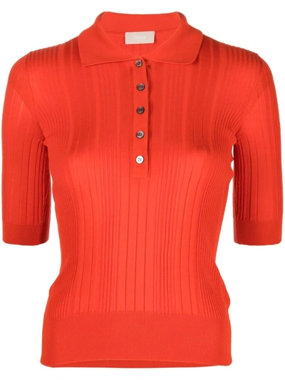 Drumohr Ribbed-knit Polo Shirt In Orange