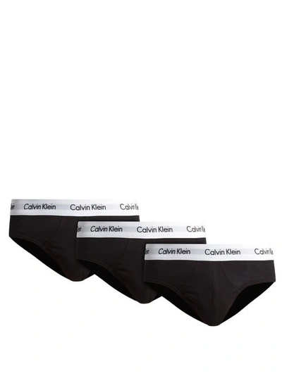 Calvin Klein 205w39nyc Set Of Three Cotton-blend Briefs In Black
