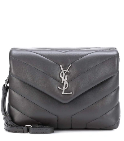 Saint Laurent Toy Loulou Leather Shoulder Bag In Grey