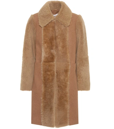 See By Chloé Fur-trimmed Wool Coat In Brown