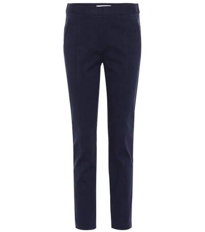 Tory Burch Vanner Cotton-blend Trousers In Blue