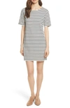 Kule Crewneck Short-sleeve Striped Tee Dress In Cream/ Navy