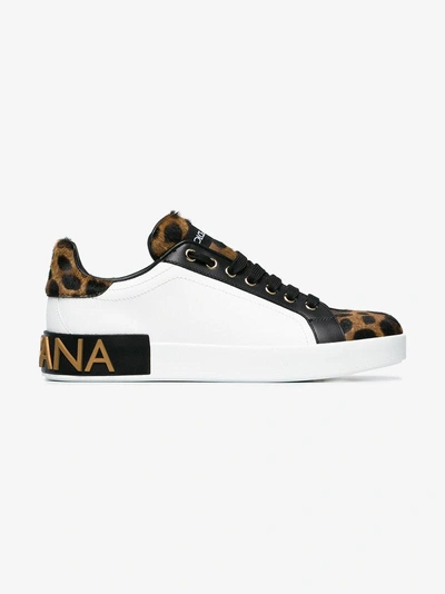 Dolce & Gabbana Logo-embellished Leather And Leopard-print Calf Hair Sneakers In Brown