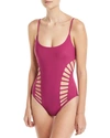 Red Carter Side Cutout Maillot One-piece Swimsuit In Rose