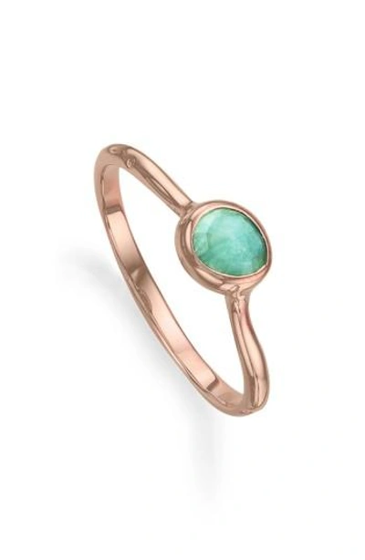 Monica Vinader 'siren' Small Stacking Ring In Amazonite/ Rose Gold