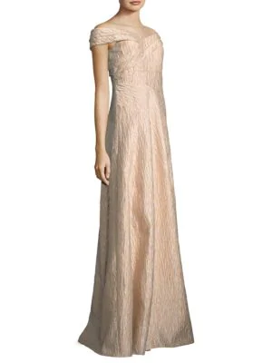 Aidan Mattox Off-the-shoulder Gown In Light Mink | ModeSens