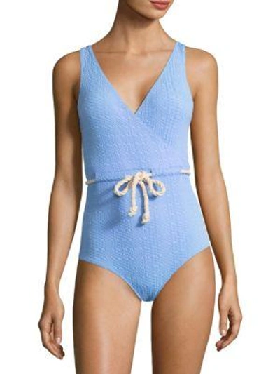 Lisa Marie Fernandez Yasmin Seersucker One-piece Swimsuit In Blue
