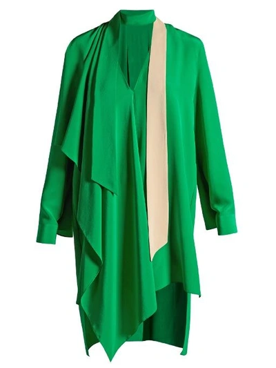 Fendi Asymmetric-hem Silk Crepe De Chine Dress In Green