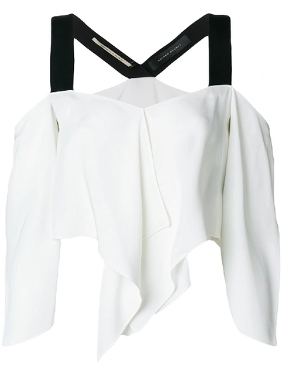 Roland Mouret Bach Off-the-shoulder Draped Silk Crepe Top In Ivory